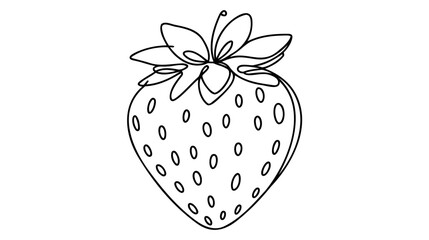 One continuous line drawing of isolated vector object - strawberry