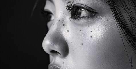Obraz premium Primer plano de rostro de una mujer japonesa en blanco y negro