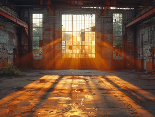 Sunrays Piercing Through an Abandoned Industrial Building