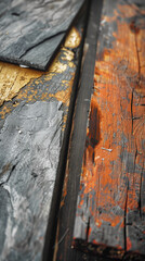 Gold and Black Paint Splashed Weather Aged Boards