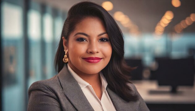  Plus Sized Business Woman Posing In Her Office