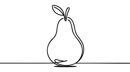 Pear fruit in continuous one line art drawing style. Minimalist black line sketch on white background.