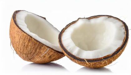 fresh coconut meat isolated on white background