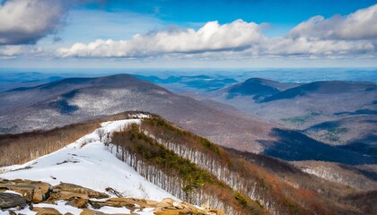 mountains overview at the top of the highest peak in the allegheny mountains west virginia usa snow surroundings - obrazy, fototapety, plakaty
