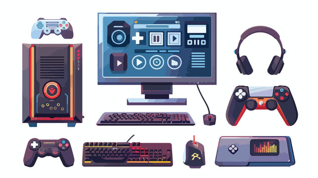 Computer gamer equipment icon vector illustration gr