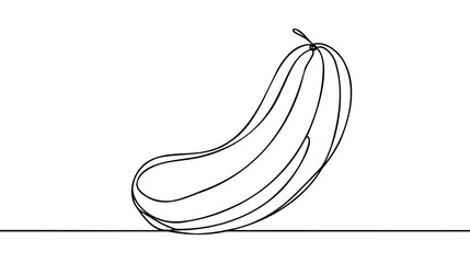 One continuous line drawing round sliced healthy organic cucumber for orchard logo identity.