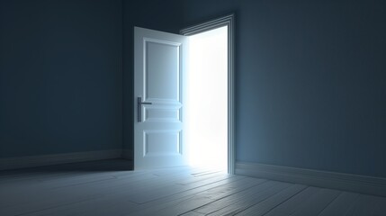 Light Shining Through Open Door in Dark Room