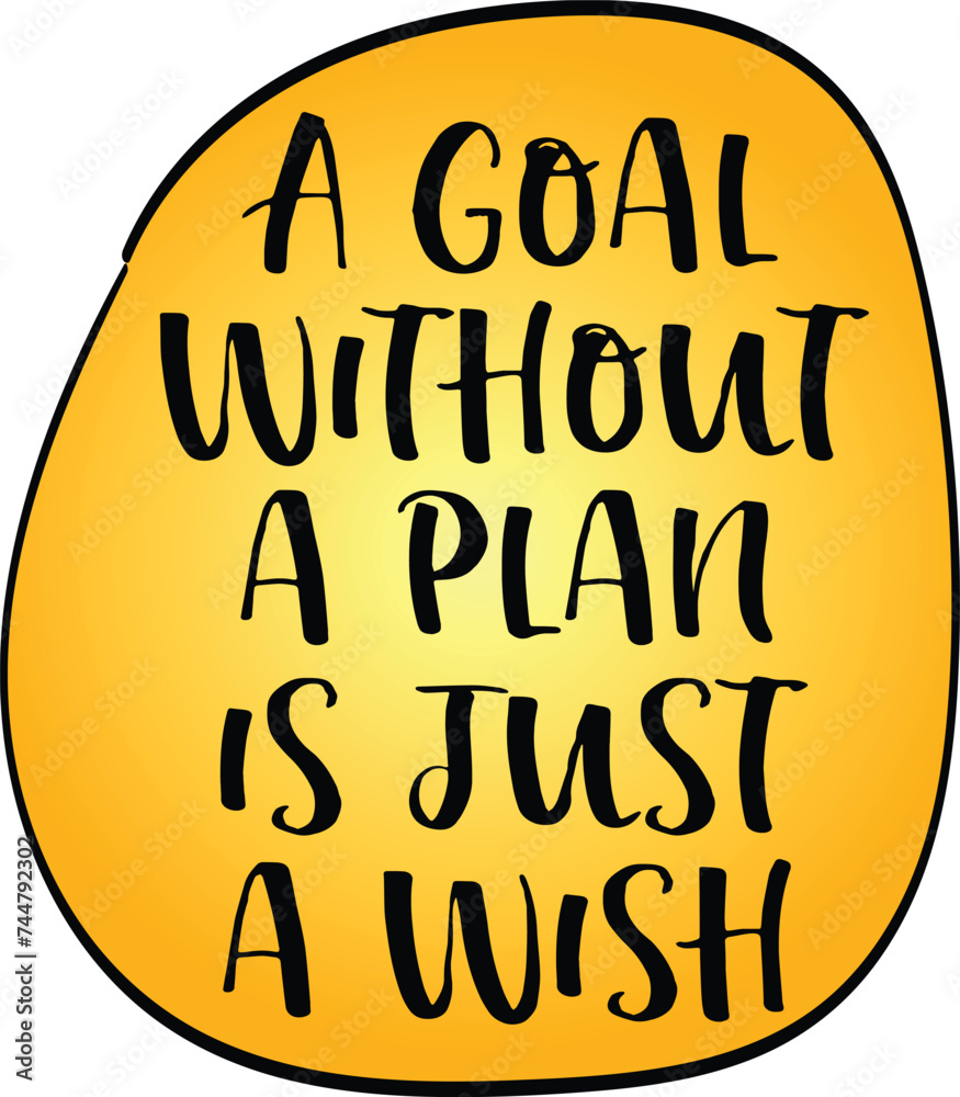 Poster a goal without a plan is just a wish - motivational note, personal development, business or career c