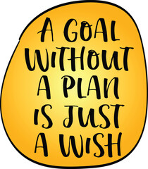 a goal without a plan is just a wish - motivational note, personal development, business or career concept