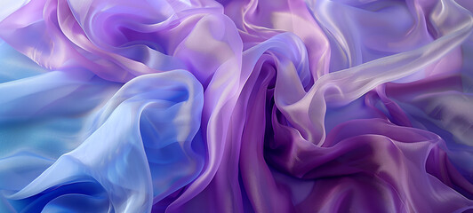 A texture of rippling silk laid out in undulating waves of iridescent cerulean and lavender