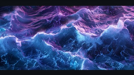 Abstract Purple and Blue Waves on Black Background
