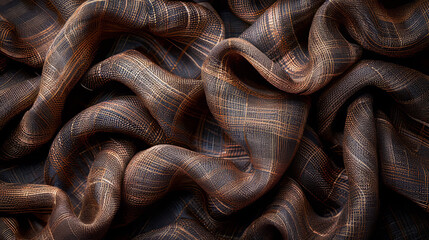 Pile of Brown Fabric on Black Background