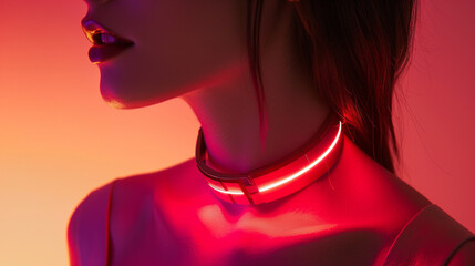 A collar designed for the future using light and sound to create an aura of presence a beacon of individuality - obrazy, fototapety, plakaty