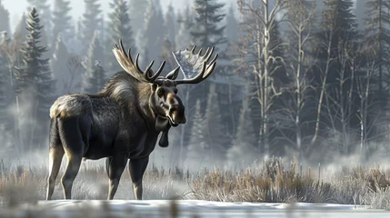 Fotobehang Moose possess a serene majesty that makes them incredibly lovely. © Suleyman