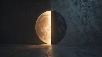 lunar divide: light through shifted spaces - obrazy, fototapety, plakaty