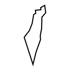 Israel country thick black outline silhouette. Simplified map. Vector icon isolated on white background.