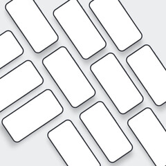 Mobile Phones Screens For Apps Design Showcase. Blank Smartphone Frame. Vector Illustration