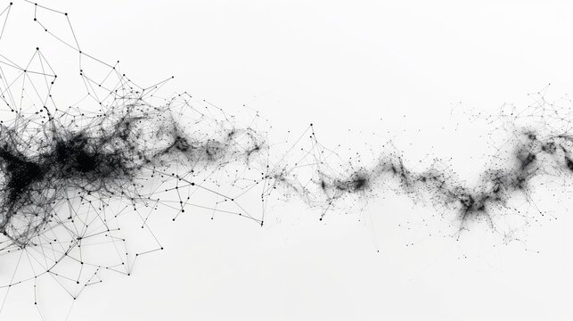 Many lines connecting dots, concept image for networks, global economy, internet, data flows - AI Generated