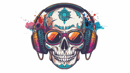 Cool skull with accesories print for tshirt vector i