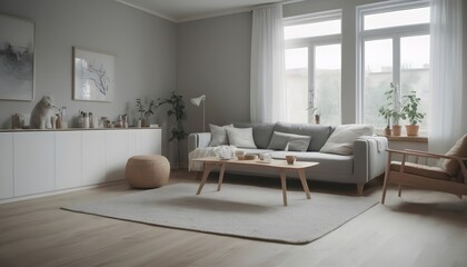 Fototapeta premium Modern Scandinavian live-in room mock-up design