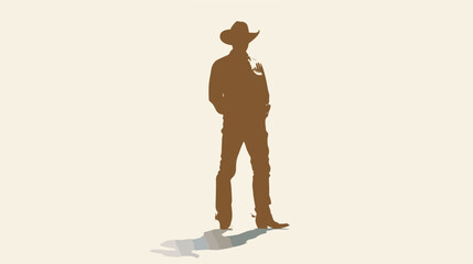 Cowboy silhouette standing man isolated on white bac