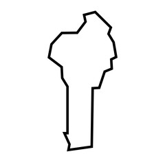 Benin country thick black outline silhouette. Simplified map. Vector icon isolated on white background.