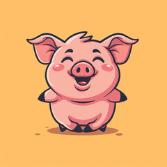 Cartoon logo of a happy pig illustration, pig, cartoon, animal, pink, vector, illustration, farm, baby, piglet, cute, piggy, fat, happy, hippo, fun, smile, mammal, pork, funny, character, comic, icon,