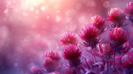 This image of beautiful blooming purple flowers against a background of dreamy bokeh lights evokes fantasy and romance