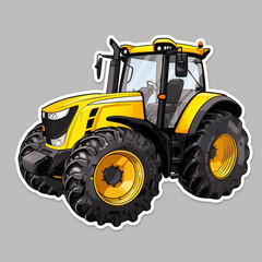 Obraz premium Yellow and black tractor illustration with a modern design, isolated on a grey background.