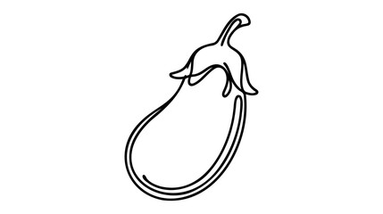 Continuous one line drawing eggplant. Vector illustration. Black line art on white background.