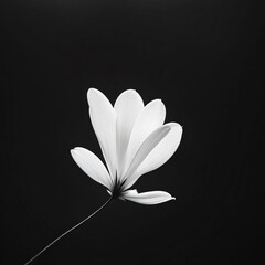 white flower on black background