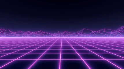 Photo sur Plexiglas Violet Abstract vector landscape background, cyberspace grid 3d technology vector illustration