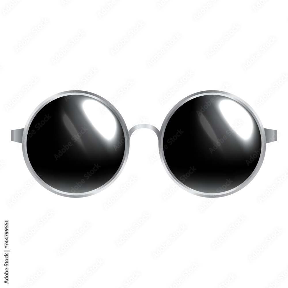 Sticker silver round glasses