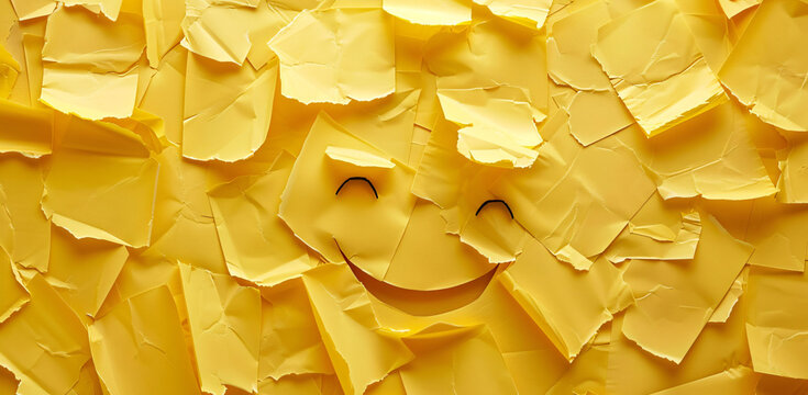 smiling face on yellow sticky note background