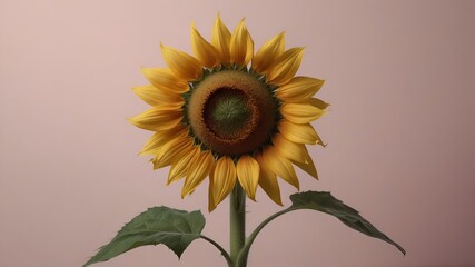 Sunflower isolated on pale color  background with copy space