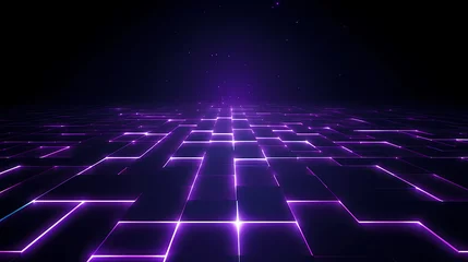 Foto op Plexiglas Violet Abstract vector landscape background, cyberspace grid 3d technology vector illustration