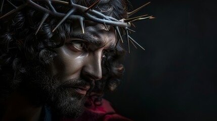 Ultrarealistic concept art of Jesus Christ with crown of thorn