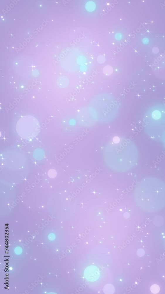 Wall mural vertical aqua abstract soft bokeh motion background 4k animation, shining colorful particles, shimme