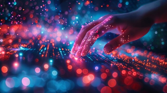 Hand with ai data and digital transformation concept