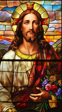 Stained glass art of Jesus Christ