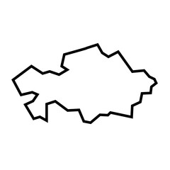 Kazakhstan country thick black outline silhouette. Simplified map. Vector icon isolated on white background.