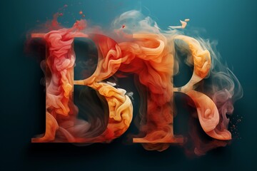 Creative concept for the word BR made of colored smoke. Ai generated - obrazy, fototapety, plakaty