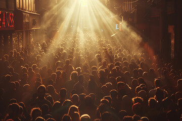 Crowd of people in the street, hustle culture concept