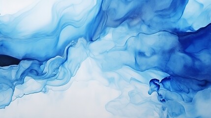 Alcohol Ink Background. Sea Picture. Alcohol Ink Wallpaper. Indigo White Alcohol Ink Background. Aquarelle Canva. Translucent Swirl. Indigo White Watercolour Texture