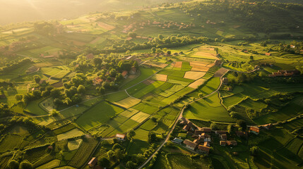 Rural Background. Aerial View of Rural Development. Nature background.