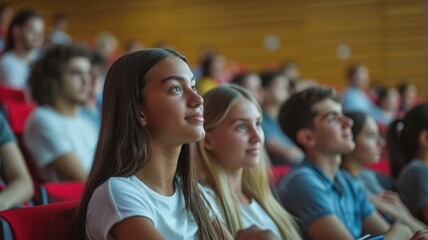 Obraz premium Attentive University Students Engaged in a Lecture