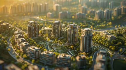 City Background. Aerial View of City Development. Nature and Culture Background.