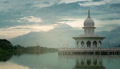 Obraz premium Ramadan, month of fasting concept. mosques on blurred background 