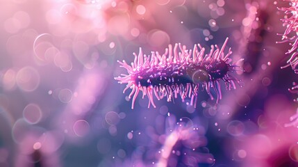 Closeup macro image of viruses, bacteria and organic tissues. Abstract background. Healthcare, hygiene and personal care concept. AI-generated.