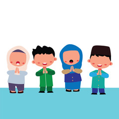 islamic kids cute character vector